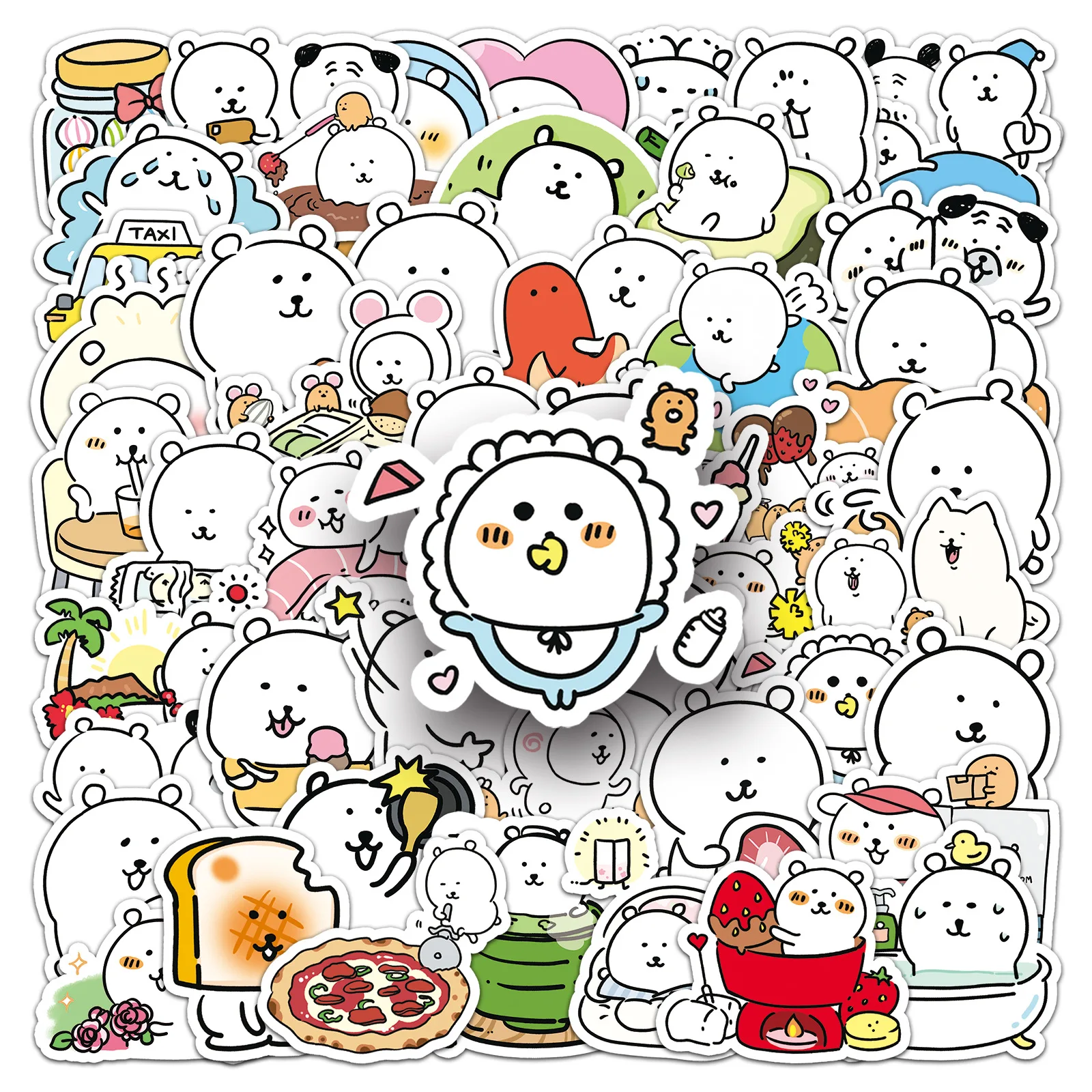 10/30/50 Uds pegatinas de animales Kawaii pegatina de oso de broma bonita juguetes de dibujos animados para niños equipaje portátil guitarra coche bicicleta monopatín calcomanías DIY