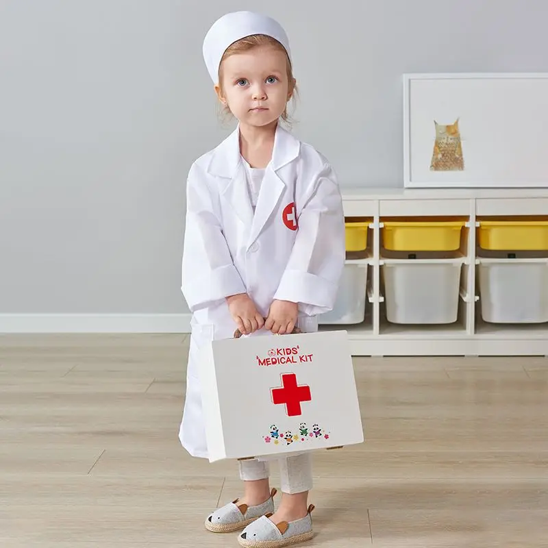 Simulazione del bambino giochi di ruolo del dottore scatola di pillole di legno 3D giocattoli medici del dentista per i bambini accessori per l'allattamento regali per l'apprendimento precoce