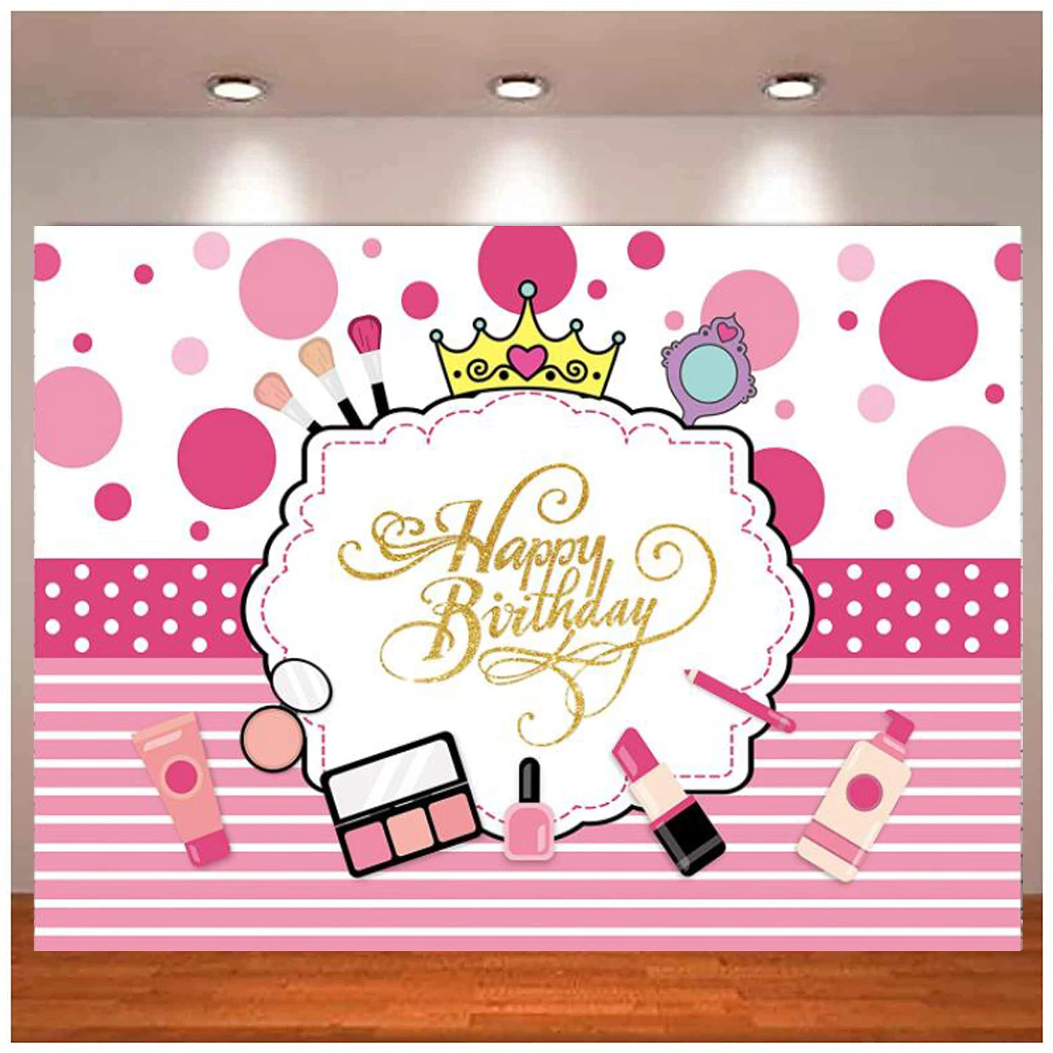 

Makeup Birthday Photography Backdrop Pink Purple Spa Beauty Glamour Cosmetics Women Girls Party Backgrounds Photo Shoot Decor