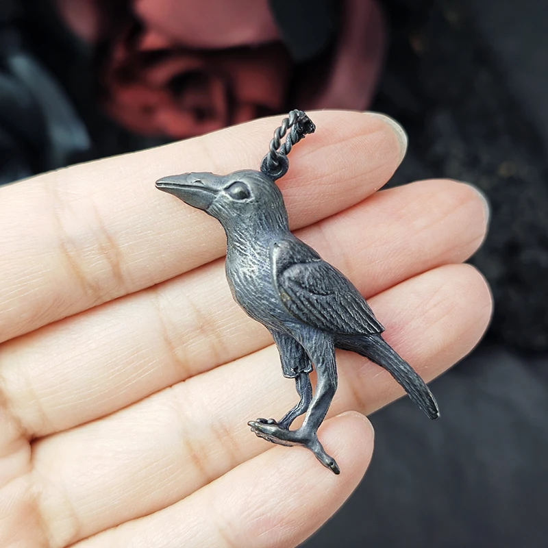 Dark Gothic Vintage Style Crow Skeleton Pendant For Men Women Goth Punk Personality Fashion Jewelry Guardian Of Solitude