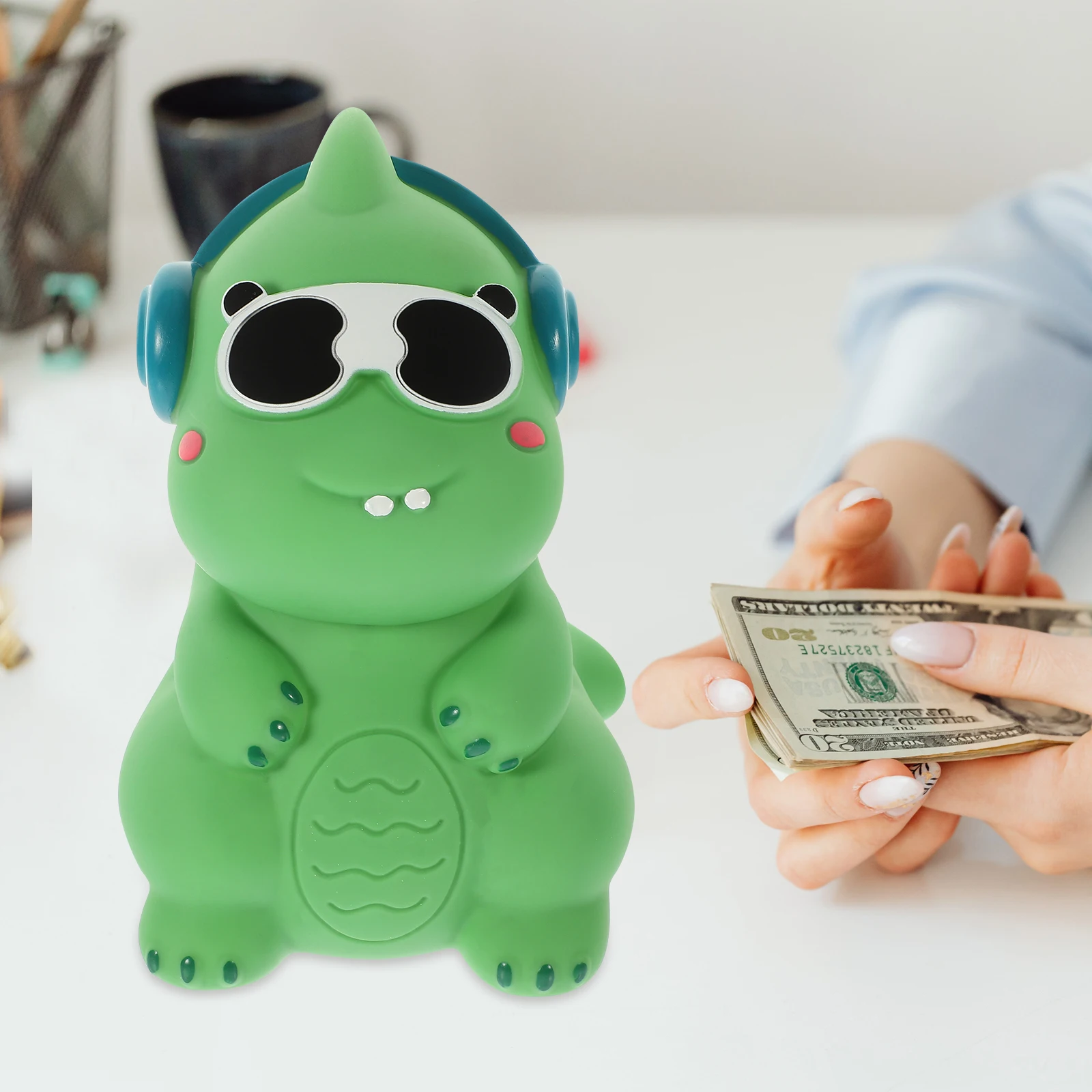 

Vinyl Dinosaur Piggy Bank Durable Cartoon Coin Holder Money Box Desktop Saving Pot Decorative Coin Bank Decorative Saving Pot