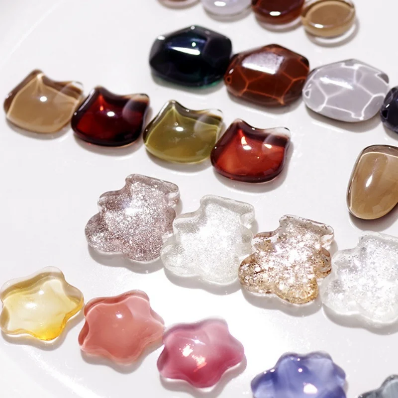 40Pcs Transparent Glas Nail art Display Bär Liebe Stern Für Zeigt Gel Polnischen Designs Maniküre Werkzeuge Nagel Farbe Bord Tipps karte