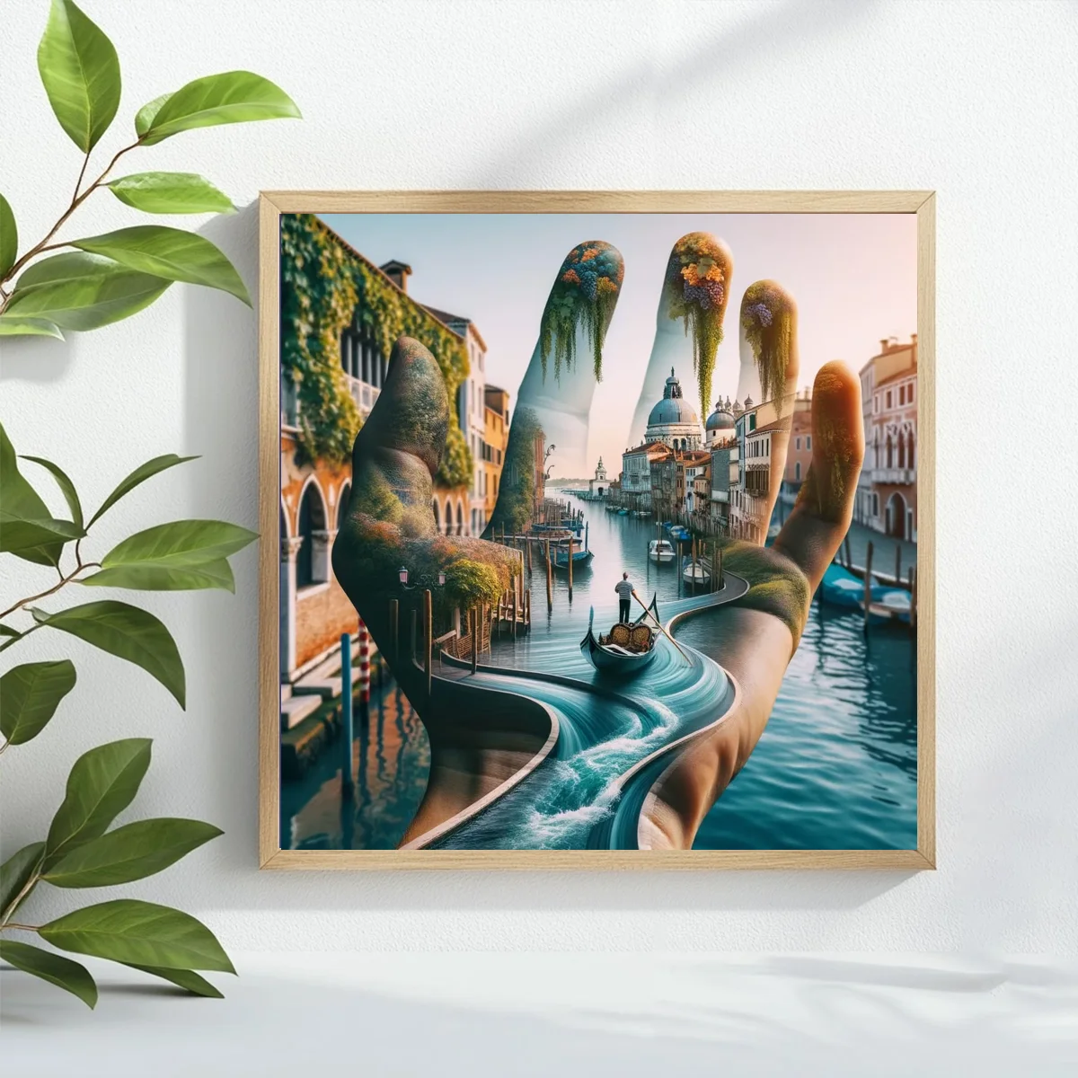 1pc 40X40CM/15.74inch Double Exposure of the Palm and the Scenery Cross Stitch Kit DIY Kit 11CT/14CT for Gift New Arrival view 2