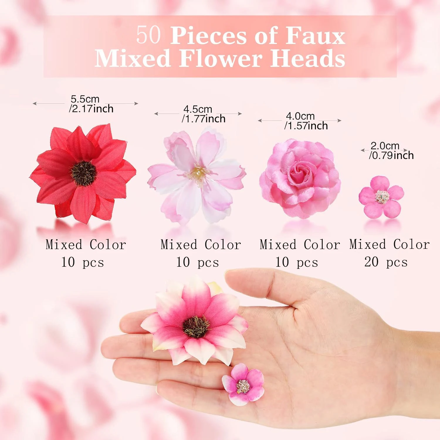 50Pcs Random Color Mixing Artificial Flowers Rose Fake Flowers Home Decor Wedding Decoration Cake Ornament Gift Craft Accessory