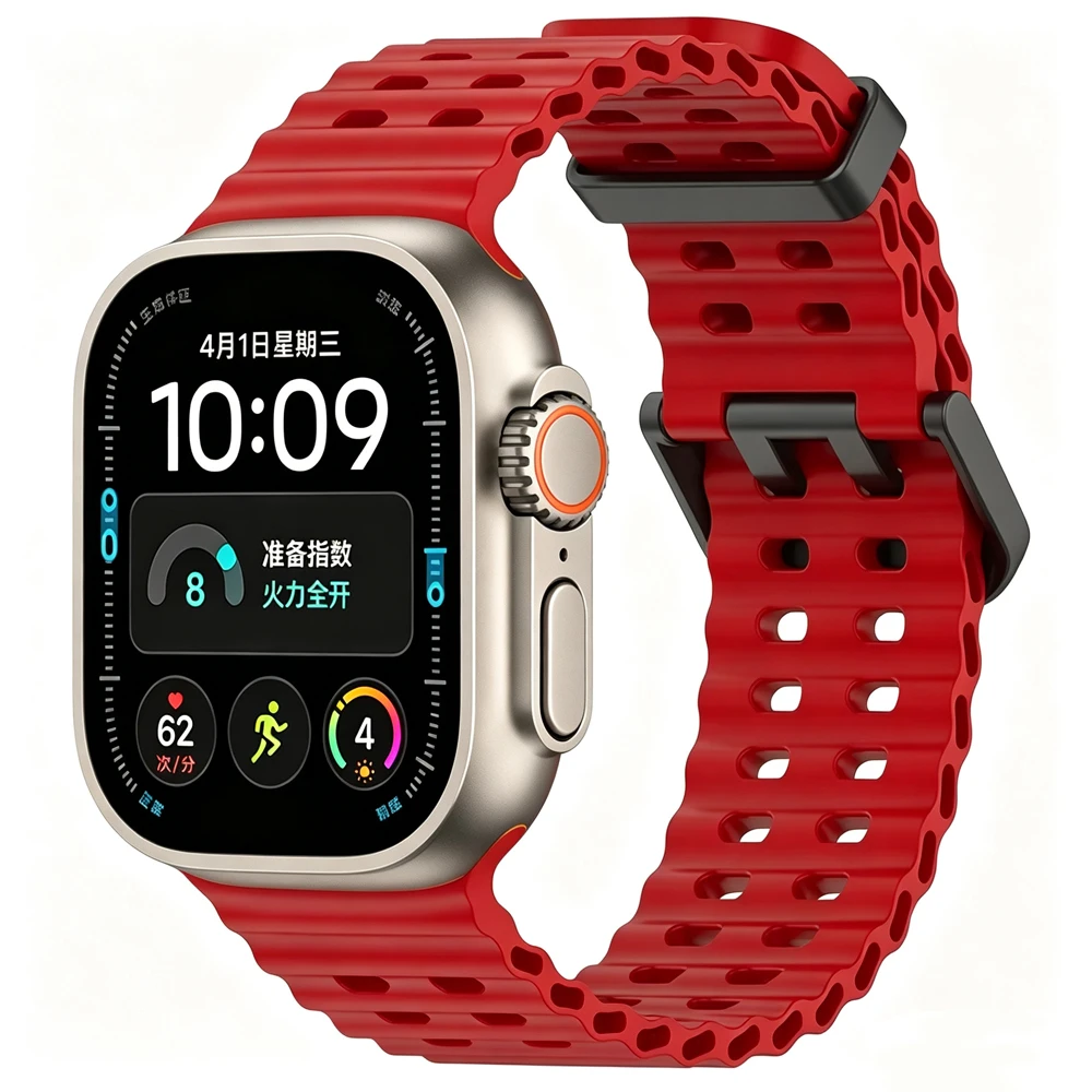 Ocean Silikonarmband für Apple Watch Band Ultra 4/3/2/1 49mm Serie 12 11 10 46mm Komfortables Armband IWatch 9 8 7 6 5 4 SE 45/44mm – Detail 16