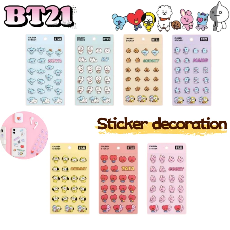 BT21 Koya Chimmy Tata kreative, niedliche Anime-Charakter-Merchandise-Planer-Aufkleber, einfache personalisierte Cartoon-Aufkleber-Dekorationen
