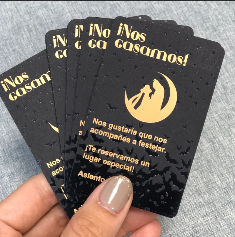 

200PCS Customized printed logo paper business card with gold border advertising promotion, thank-you card, business card