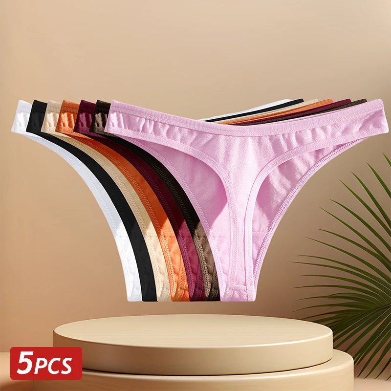5 Teile/satz Frauen Nahtlose Baumwolle Höschen Sexy V Taille G-String Thongs Weibliche T-Zurück Atmungsaktive Unterwäsche Damen Bikini Dessous