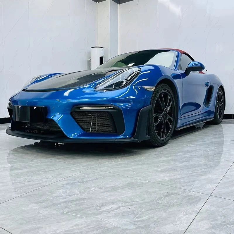 For 718 Boxster 981 Upgrade GT4 RS Spydes Front Bumper Body Kit with PP Material Car Grille and Rear Diffuser New Condition