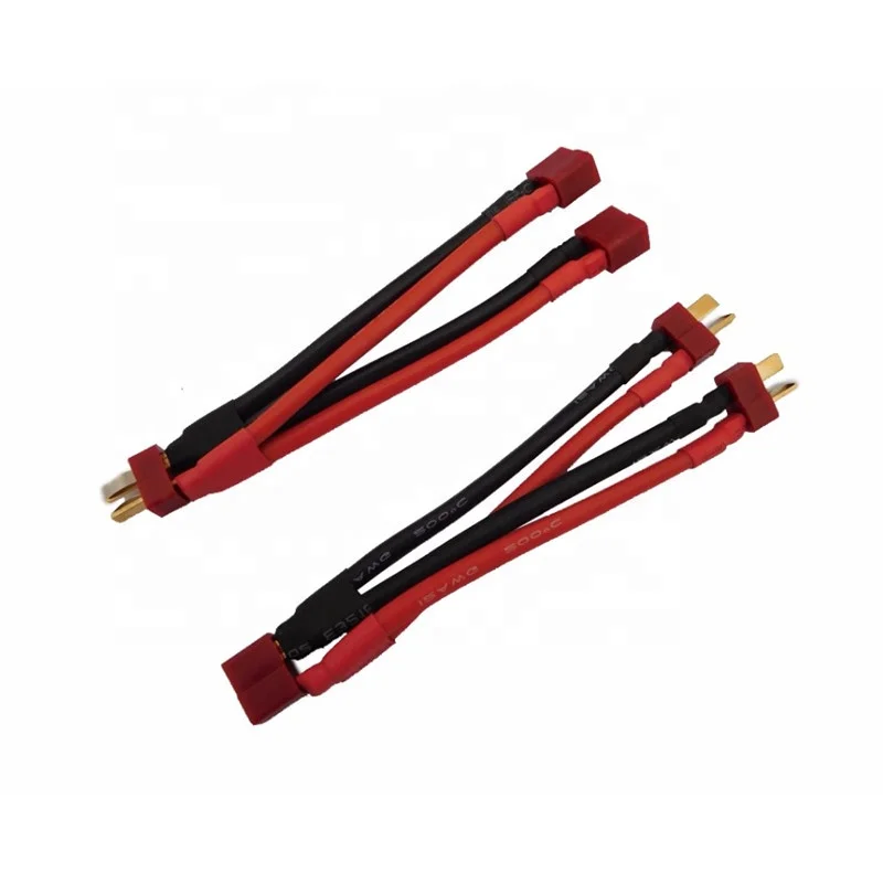 10 pçs conectoreans extensão de bateria dupla y divisor t plug adaptador cabo 14awg leva para rc lipo bateria fio paralelo harne