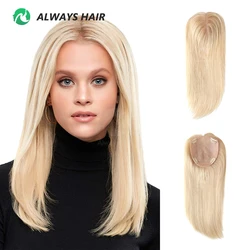 Topper de pelo superior de seda para mujer, tupé de cabello humano Natural, pinza de pelo, cutícula china, postizos de cabello Remy, 16