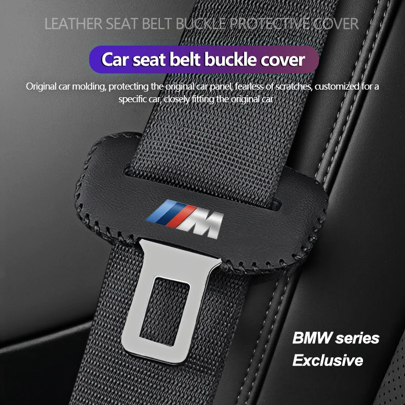 Car Leather Seat Safety Belt Buckle Cover Decoration For BMW M E60 X1 G20 E46 E90 E92 F30 F10 E46 G30 F20 X5 E70 E39 E36 E87 E28