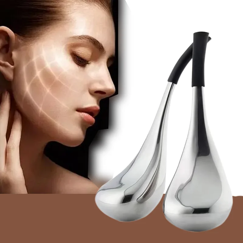 Ice Globes Spoon Facial Massage Freeze Stick Stainless Steel Eliminate Eye Pattern Spa Ball Cryo Roller Cooling Skin Summer Tool