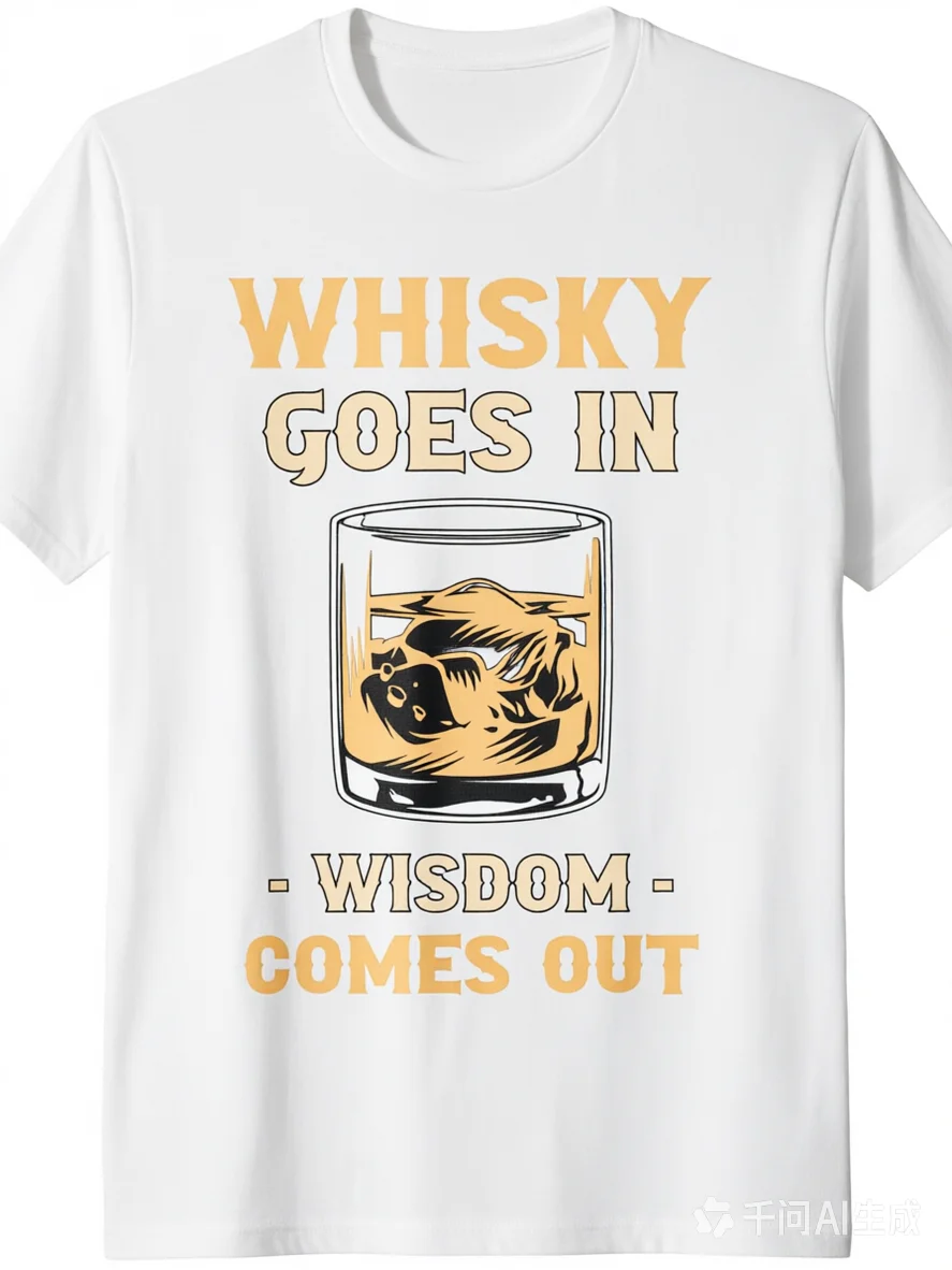 Whisky Drinking Humor T-shirt Vintage Western Font Whiskey Glass Print Tee Bourbon Lover Gift for Men Casual Short Sleeve Tops