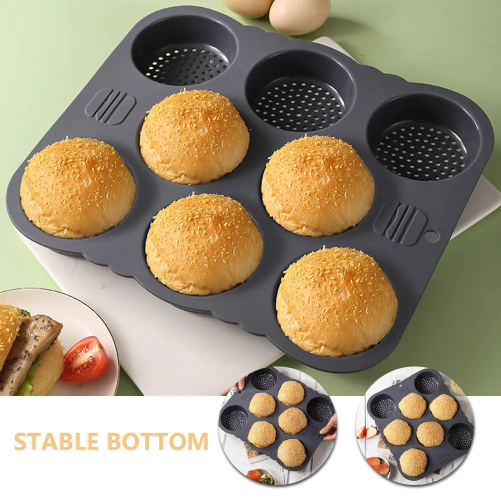 

8 Cavity Silicone Cake Mold Non Stick Bread Pan Hamburger Bun Maker Reusable Loaf Pan For Baking Cakes Muffins Bread