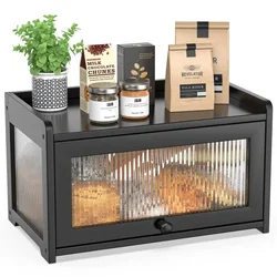 Multifunction Large Capacity Loaf Bread Storage Container Bin 3 Colors    Black Wood Bamboo  Box