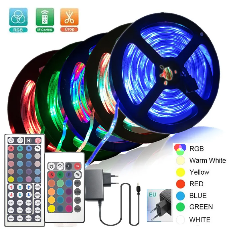 Sólo tira de LED impermeable 3528/5050 DC12V 60LEDs/m 5m/rollo de luz LED Flexible RGB blanco/blanco cálido/rojo/verde/azul/amarillo