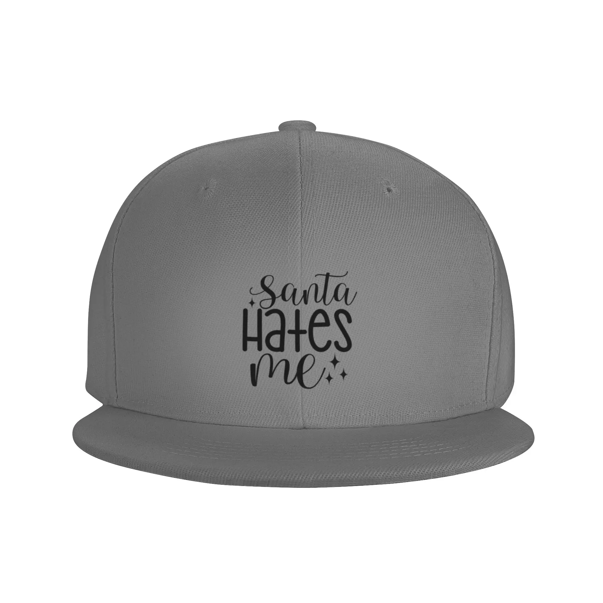 Fashion Santa Hates Me - Sarcastic Christmas Feeling Humor Flat Brim Sun Hat  Maintains Shape After Long Wear Black Cap