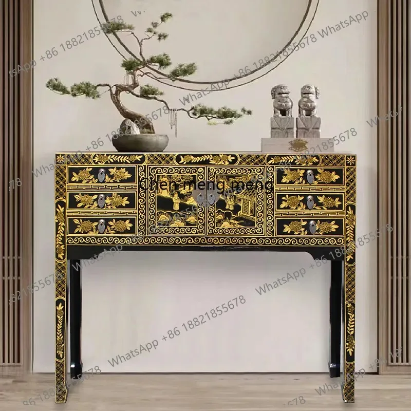 

RR Chinese style, entrance cabinet solid wood, painted multi-drawer decorative storage cabinet, locker retro style