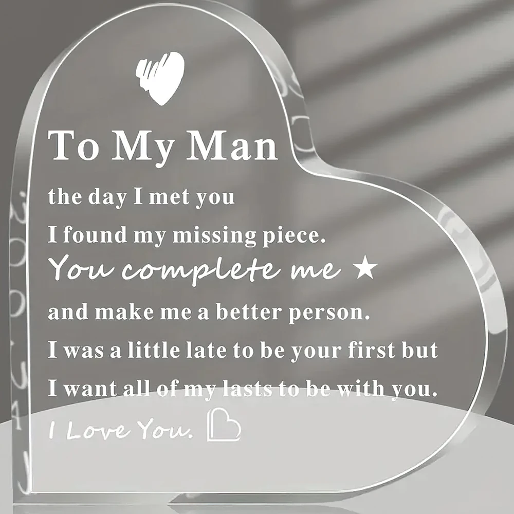 To My Man Gift for Him Acrylic Anniversary Birthday Valentines Day Gifts for Boyfriend Husband I Love You Gift for Men Fiance