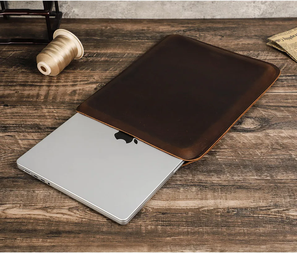 Luxuriöse Laptop-Hülle aus echtem Leder für MacBook Air 13 M1 M2 M3 M4 MacBook Pro 14 Cover Bag Pro 13 Zoll Tasche – Detail 8