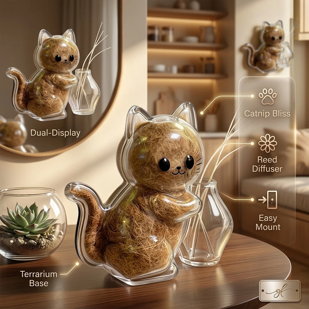 Cat Hair Memorial Storage Refrigerator Magnet Cat Fur Container Pets Keepsake Capsule Whiskers Fur Collector Fridge Magnet