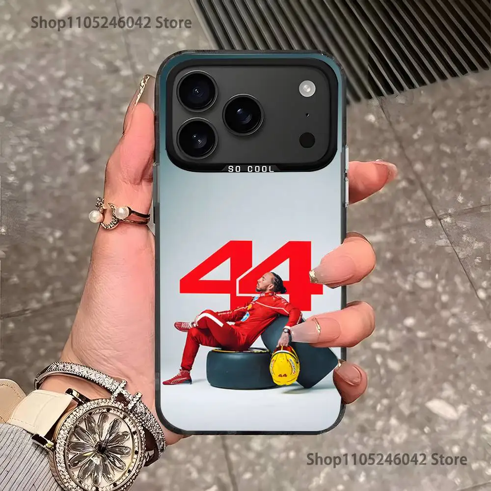 44 L-Lewis H-Hamilton-S para iPhone 17,16,15,14,13,12,11, Mini, Pro, E, SE4, XS, MAX Capa preta fosca à prova de choque