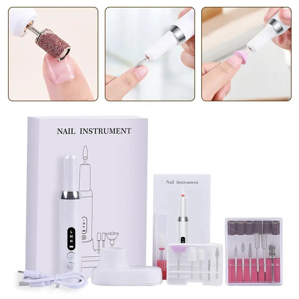 Polisseuse à ongles électrique, forets professionnels, meulage des ongles, polissage, élimination des peaux mortes, lime de ponçage artistique, stylo, Machine de manucure