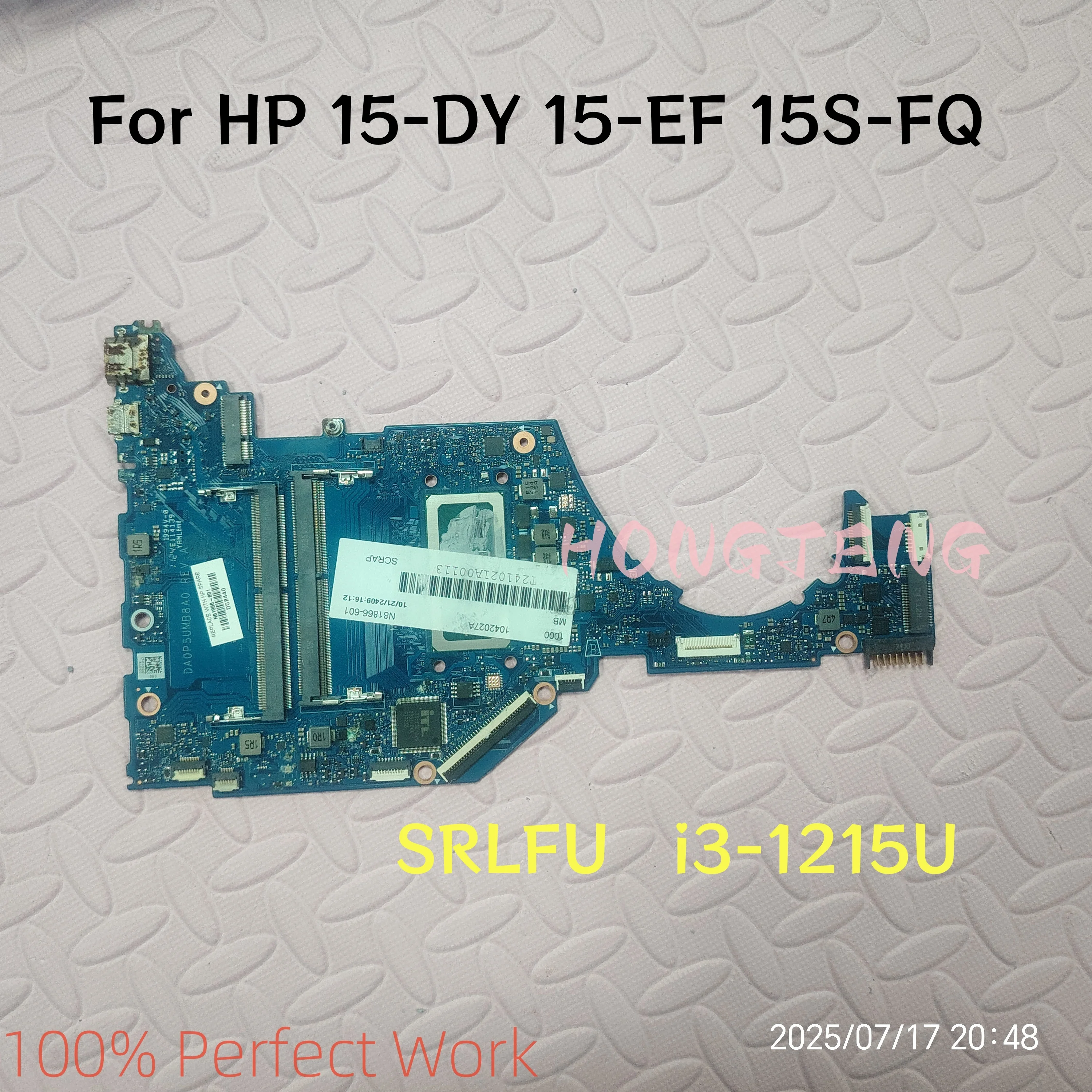 

Подлинная материнская плата для HP 15-DY 15-EF 15S-FQ DA0P5UMB8A0 i3-1215U, процессор N81866-601, материнская плата для ноутбука, 100% работает отлично