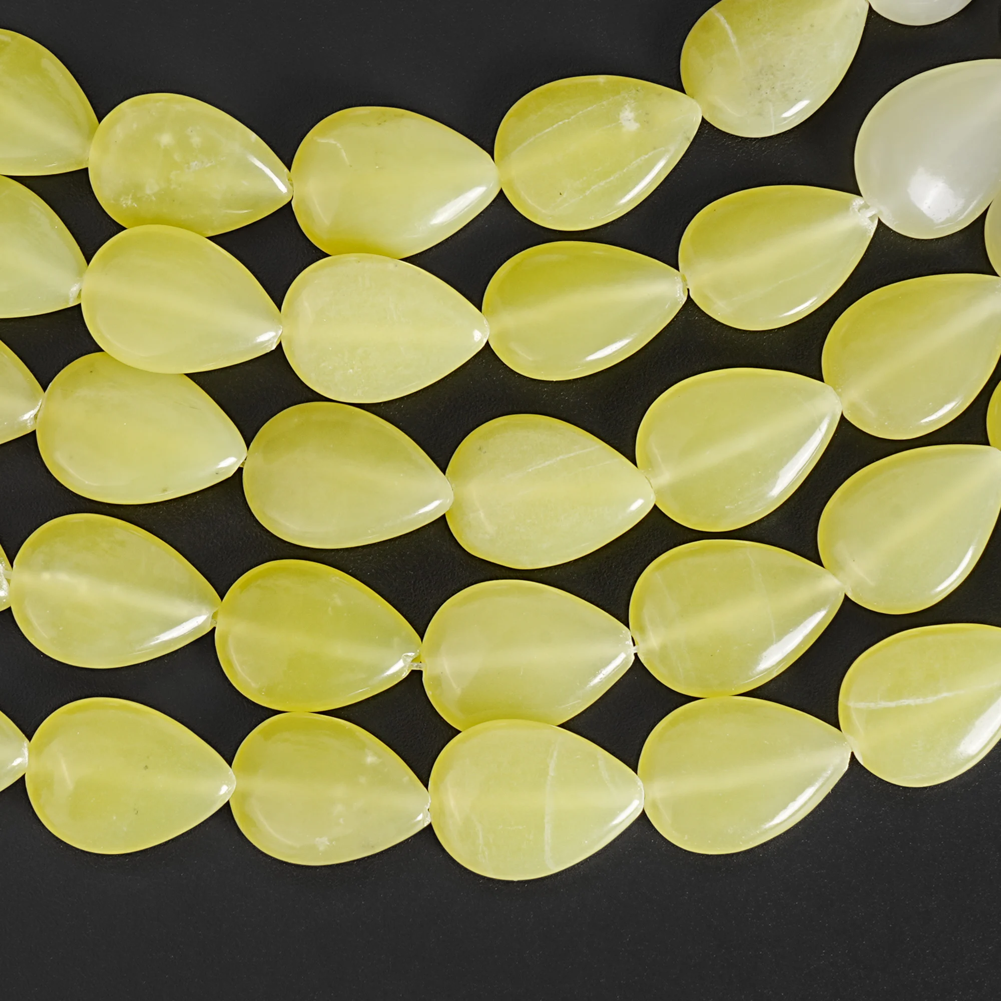 Natural Lemon Jade Smooth Flat Teardrop Beads 13x18mm Yellow Stone Beads for Jewelry Making DIY Necklace Bracelet Earring Beads