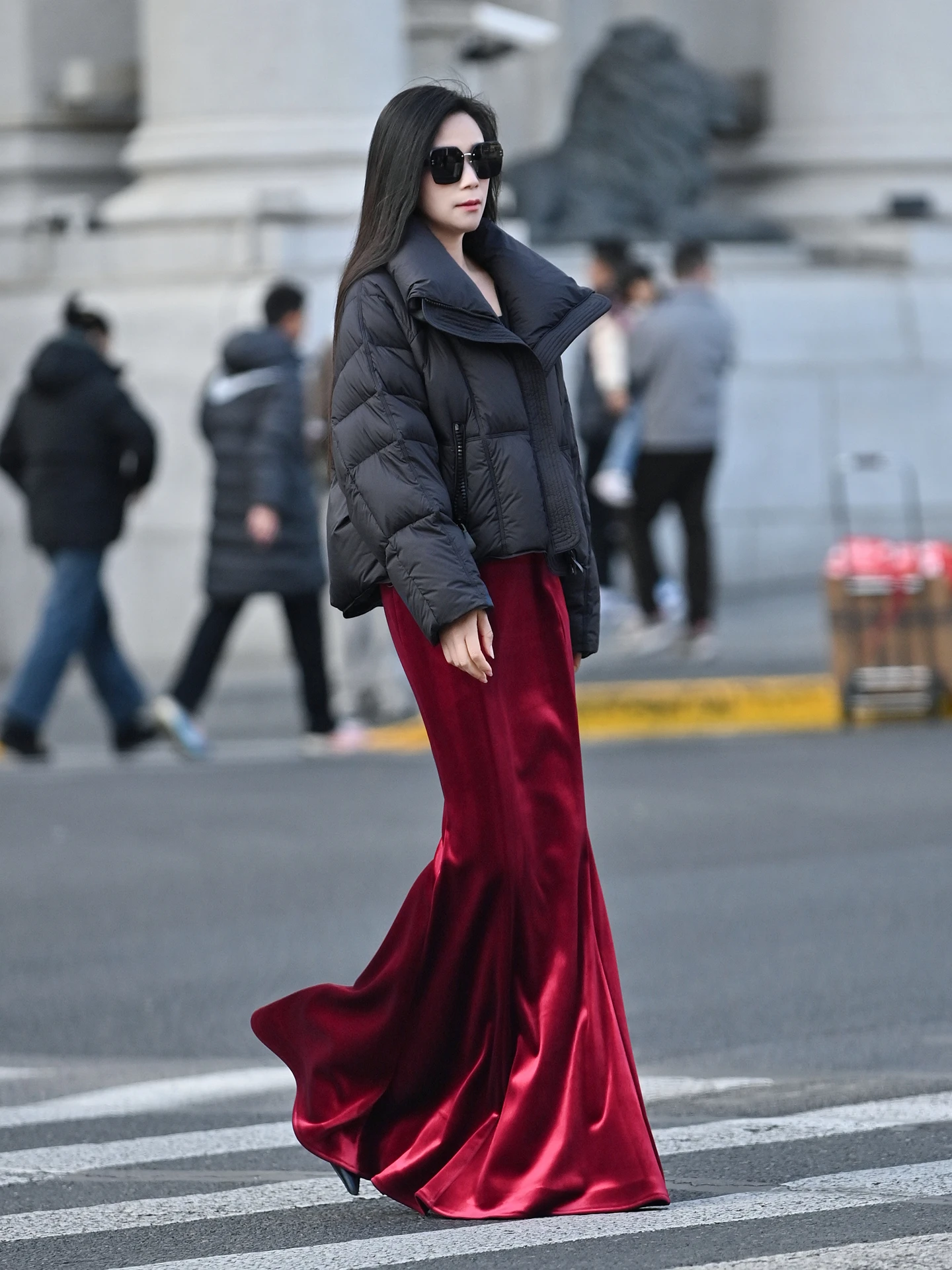 

Velvet Fi Tail Skirt with Fce Warm Elastic Waist Ci Commuting Sle mid Stretch Polyester Spandex Skirt