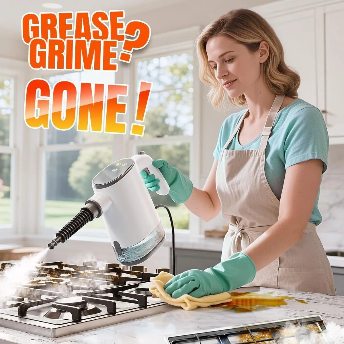 High‑Temperature Steam Cleaner with Touch Control Screen, Multi‑Purpose Kitchen Grease Cleaning Machine