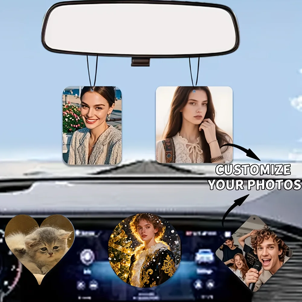 Customized Photo Car Air Freshener. Personalized Photo Aromatherapy Diffuser, Suitable for Hanging on Car Rearview Mirrors, Bac
