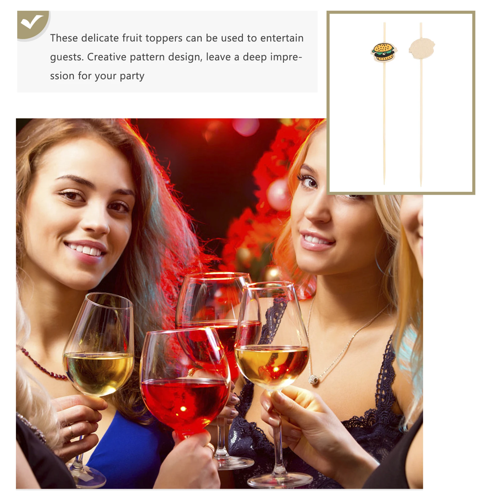 

100Pcs Burger Shape Cocktail Picks Creative Fruit Toothpicks Decorative Drink Sticks Cake Toppers Dessert Decorations for Bars