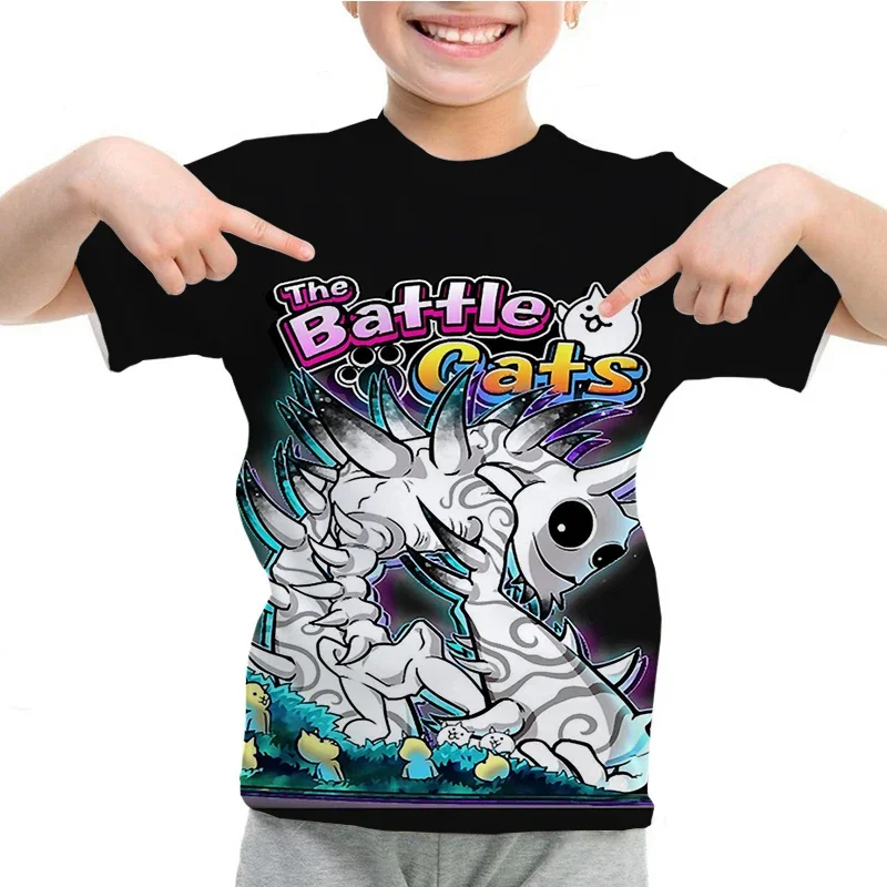 Camiseta Kids The Battle Cats T-shirt Baby Boys Girls Cute Cartoon Tshirt Children Summer Short Sleeve T Shirt O-Neck Tops Tees