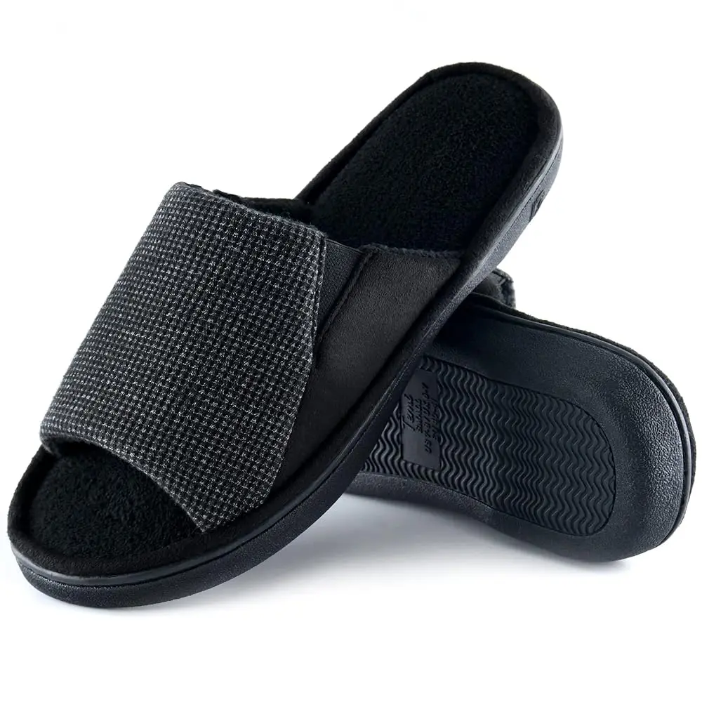 

Men's Open Toe House Slippers Memory Foam,Comfy Slip On Indoor Slipper for Men Breathable, Non-Slip Soft Bedroom Home