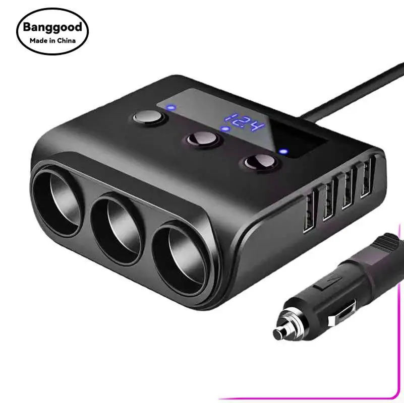 

Car High Power 1 Drag 3 Cigarette Lighter Expansion Charger 4 Ports USB Charger with Independent Switch TR12 Spot