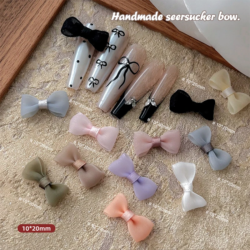 10Pcs Organza Bow Lovely Nail Decoration Lace Stereoscopic Nail Accessories Nail Painting Nail Salon DIY Nail Art
