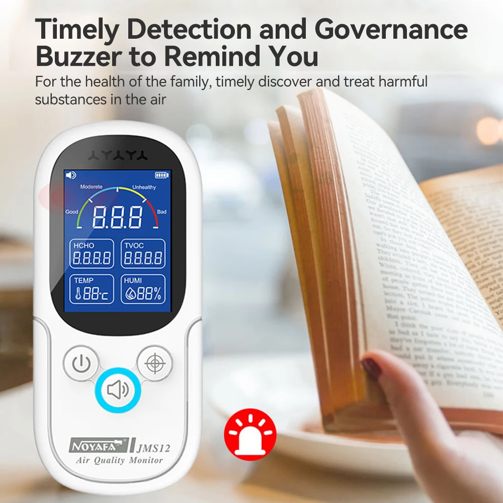NOYAFA-Détecteur d'air JMS12, moniteur de qualité de l'air, testeur de température domestique intelligent portable, moniteur d'humidité, formaldéhyde, testeur TVOC
