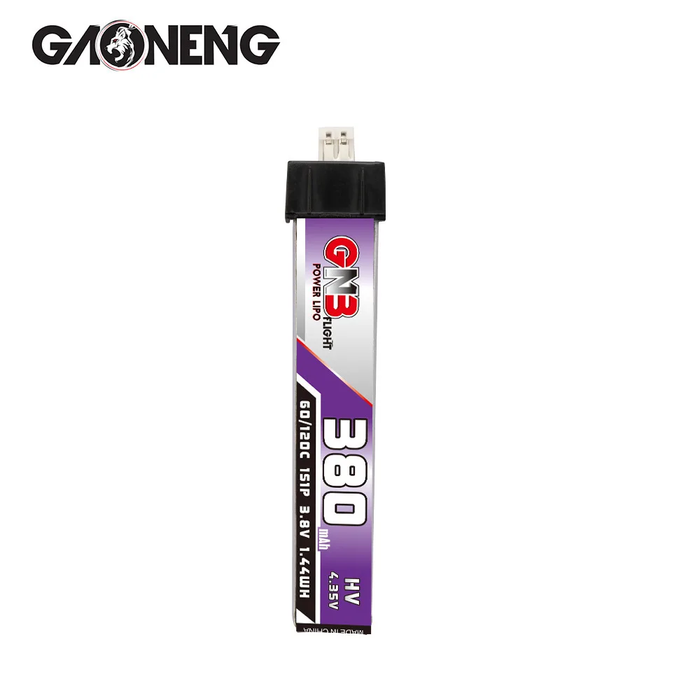 5pcs/lot Gaoneng GNB FPV LiHv Batteries 380mAh 1S 3.8V 60C Max 120C PH2.0 Plug 4.35V Lipo Battery Updated Verion of 1S 300mah