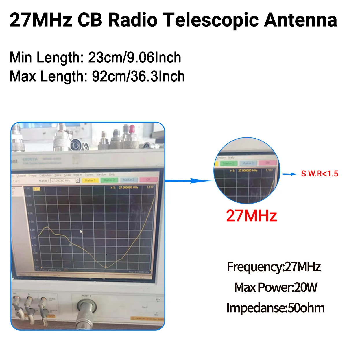 BAJETON 27MHz SMA-Female Handheld Telescopic CB Antenna For BAJETON BJ-9000 BJ-7800 BJ-8300 Radtel RT-950Pro Walkie Talkie - view 6