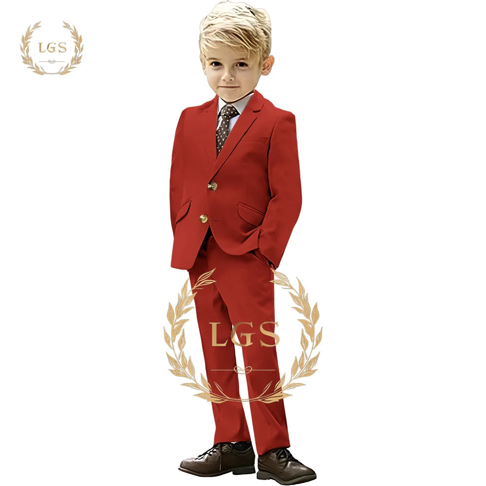 Children's boy red suit 2-piece suit (jacket + pants) customized formal suit tuxedo suit for children aged 2~16