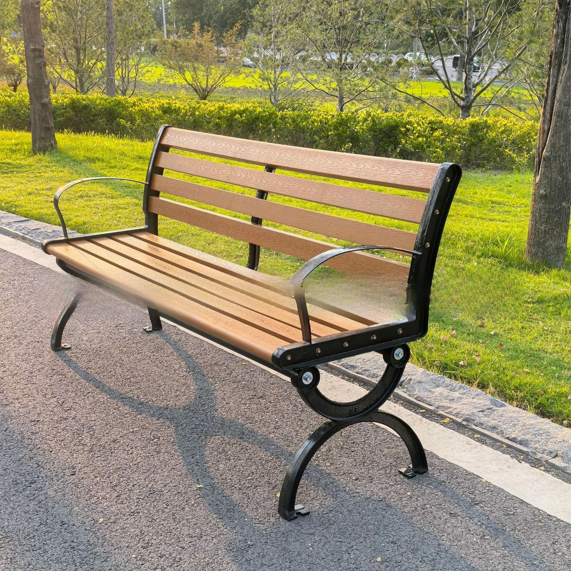Park Chair Outdoor Bench Back Seat Leisure Anti-corrosion Cast Aluminum ps Plastic Wood Bench Outdoor Community Chair