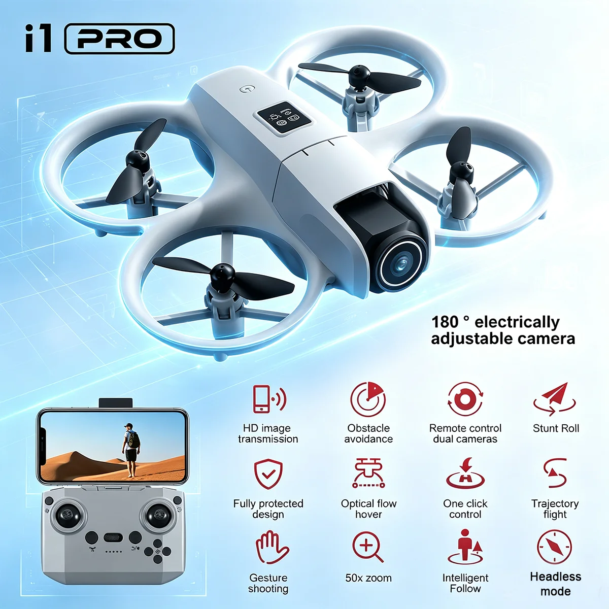 New i1PRO Mini Drone 4K Professional HD Dual Camera Security UAV Obstacle Avoidance Optical Flow Hovering WIFI FPV RC Quadcopter