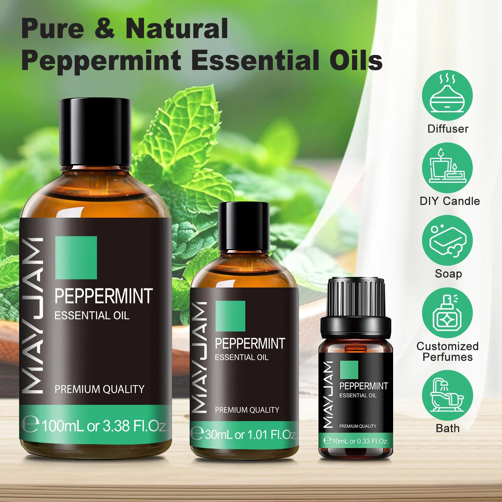 MAYJAM 10ml 30ml 100ml Essential Oil Bergamot Lavender Jasmine Eucalyptus Vanilla Sandalwood Fragrance Oil for Diffuser Candle view 5