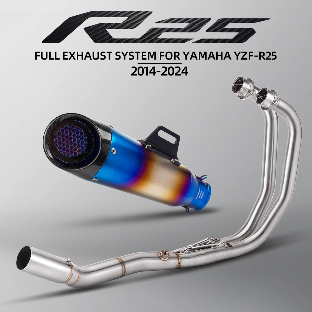 

For Yamaha R3 R25 mt03 2015-2024 51MM Carbon Fiber Three Layer Muffler Front Link Pipe Motorcycle Exhaust Full System
