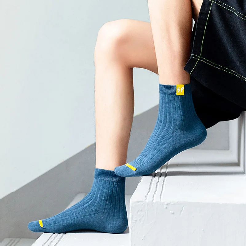 5 pares de calcetines atléticos de media pantorrilla antiolor gruesos de primera calidad para hombres calcetines de media pantorrilla elegantes y versátiles de temporada de negocios