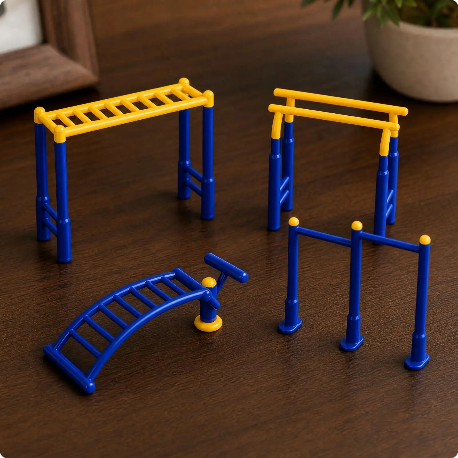 4 Pieces Miniature Outdoor Gym Model Non-Electric Diorama Accessory Realistic