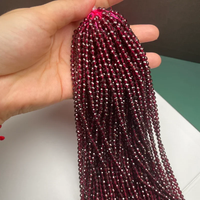 

Ruihe New Natural Garnet Facets Beads Round Beads 10 and 25 Strings To Sell Charms for Jewelry Making Natural Stone Jewellery