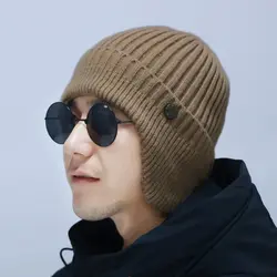 Winter Wool Hat men's Ear Protection Wool Thickened Outdoor Warm Windproof Winter Knitted Cap Women
